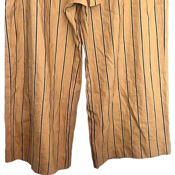 J.Jill Dark Yellow Stripe Emelie Linen Stretch Wide Leg Cropped Pants XL - Picture 6 of 9